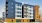 Apartment building exterior with sign